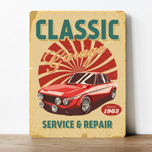 Garage Service and repair Classic Car | Metal Sign Plaque
