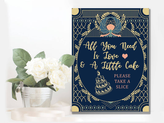 Wedding All You Need Is Cake Art Deco | Metal Wall Sign