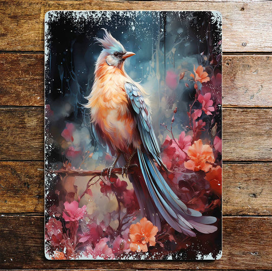 Watercolour Woodpecker Bird Pink Blue | Metal Sign Plaque