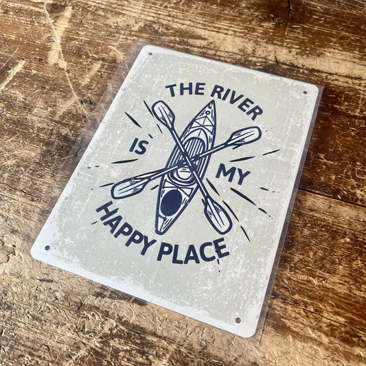 The River is my Happy place Tin Sign Metal Sign Plaque