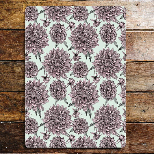 Purple Pink Flowers Pattern Metal Sign plaque