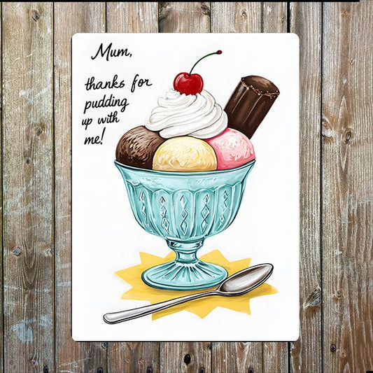 Thanks For Pudding Up Me Mothers Mum Day Metal Sign Plaque