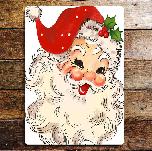 Christmas Fun Santa Rosy Cheeks Joy | Metal Sign Plaque