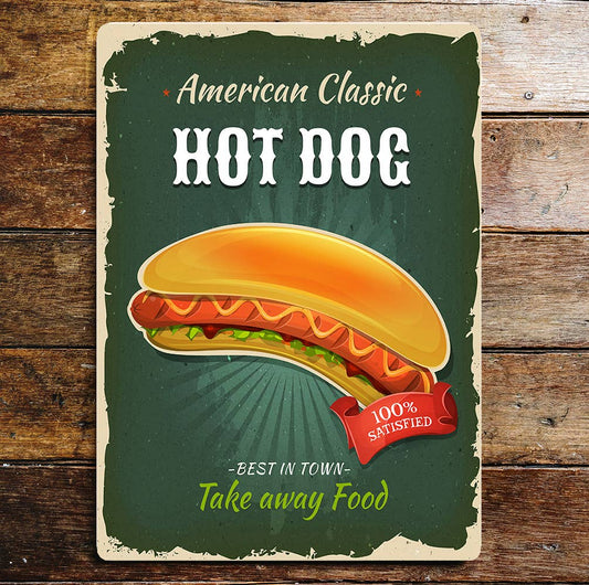 Hot Dog American Classic Take Away Food | Metal Sign Plaque