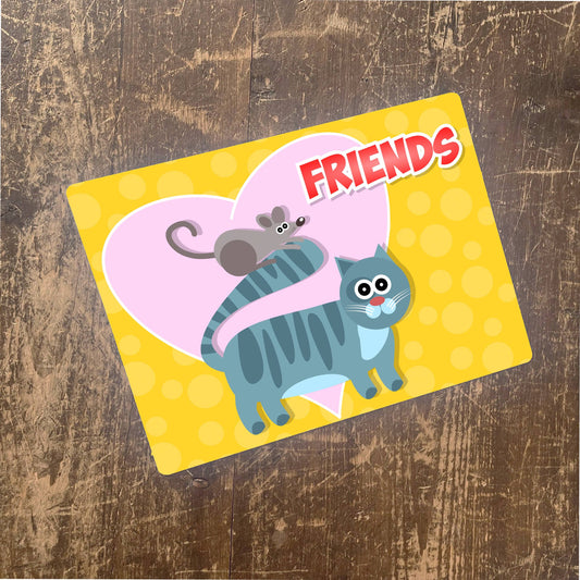 Comic Funny Cat mouse friends | Metal Pop Art Wall Sign