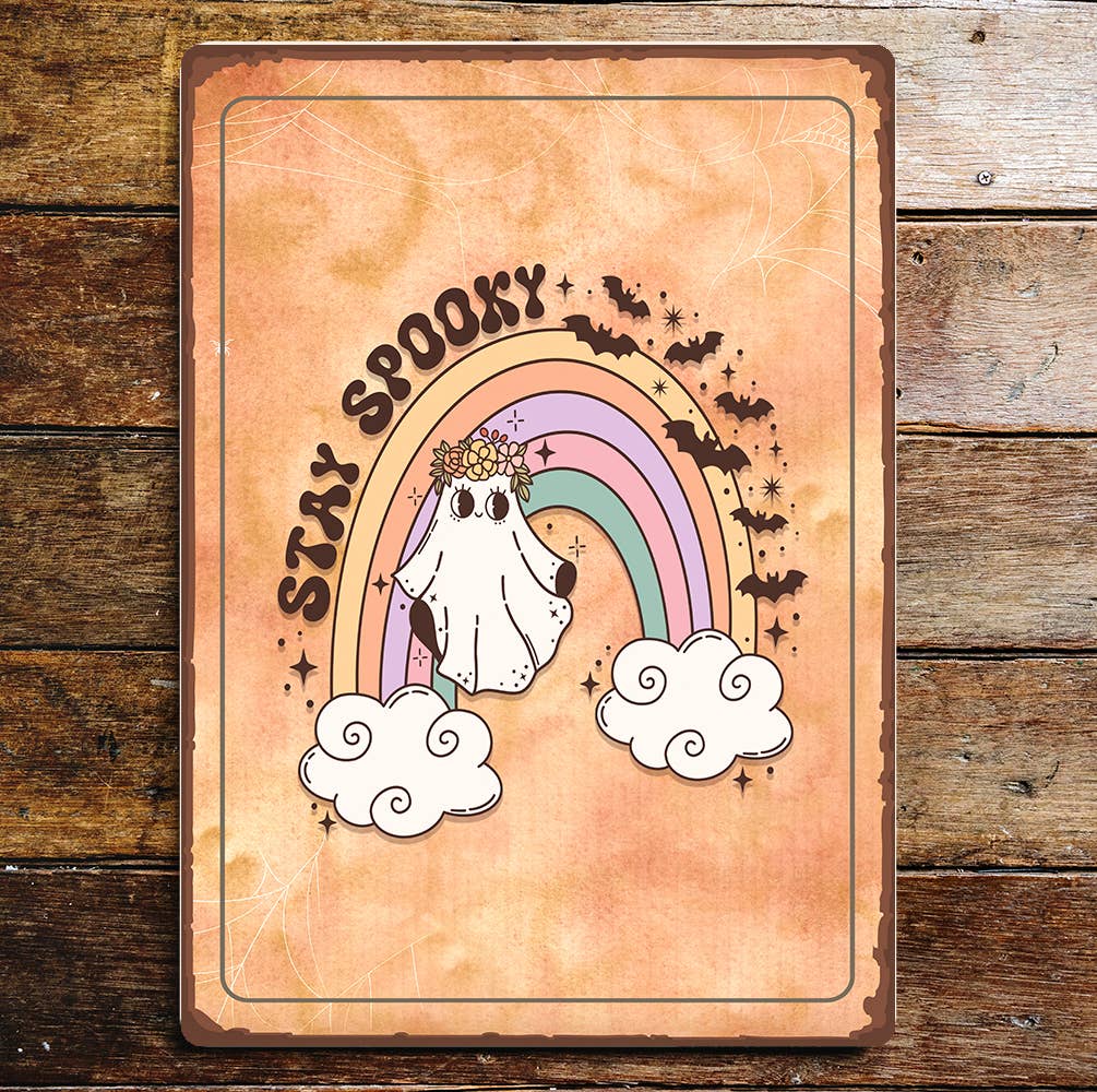 Halloween fun Rainbow Spooky Art | Metal Sign Plaque