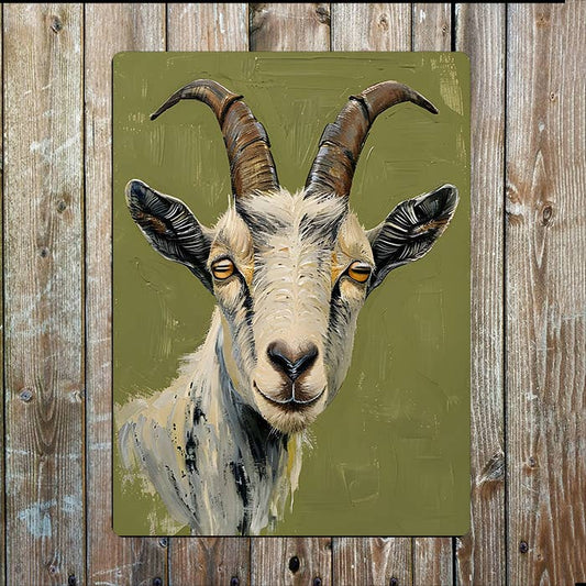 Painting Style of Goat's Head Metal Sign Plaque