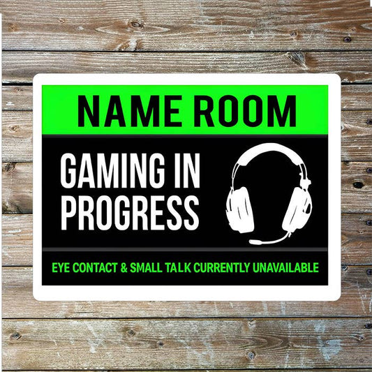 Gaming In Progress Name Custom Personalised | Metal Wall Sign