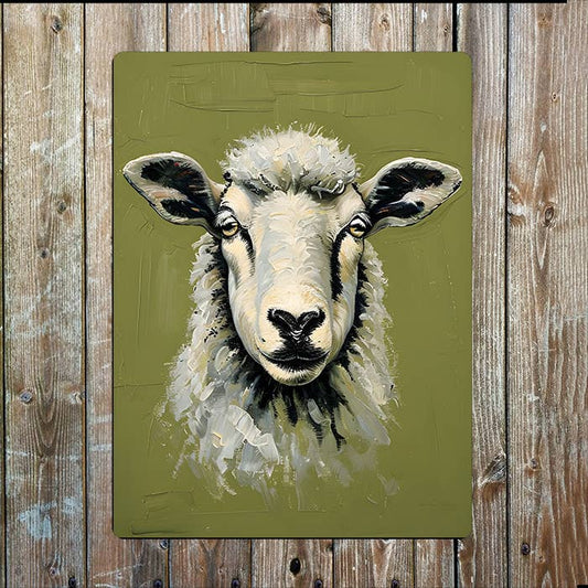 Painting Style of Sheep's Head Metal Sign Plaque