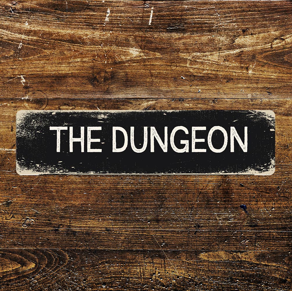 The Dungeon Sign Metal Long Sign Plaque
