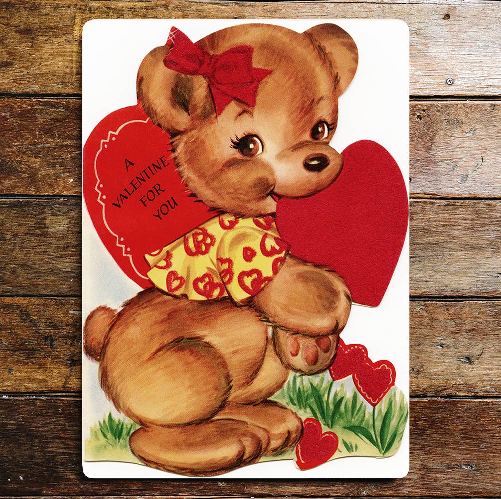 Valentines Teddy bear Love Hearts | Metal Wall Sign Plaque