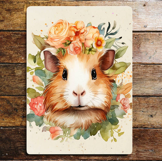 Pretty Guinea Pig Pet Art Metal Sign Plaque