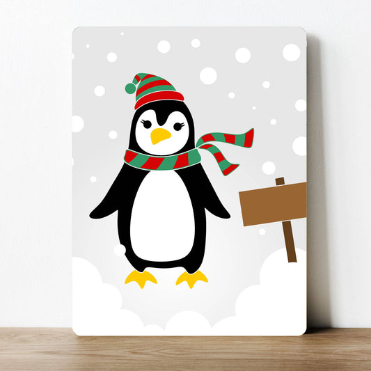 Penguin Winter Christmas | Metal Sign Plaque