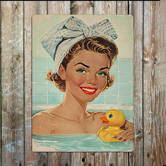 Women Bath Duck Bathroom Vintage Retro | Metal Sign Plaque