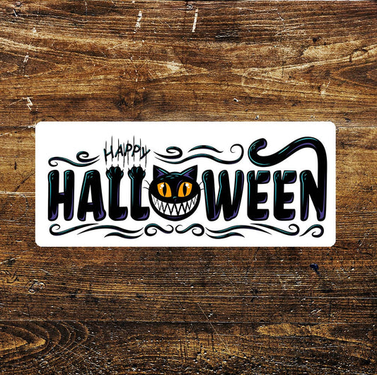Happy Halloween Cat - | Metal Sign Plaque