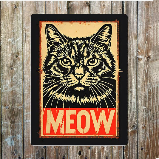Cat Face Meow | Metal Sign Plaque