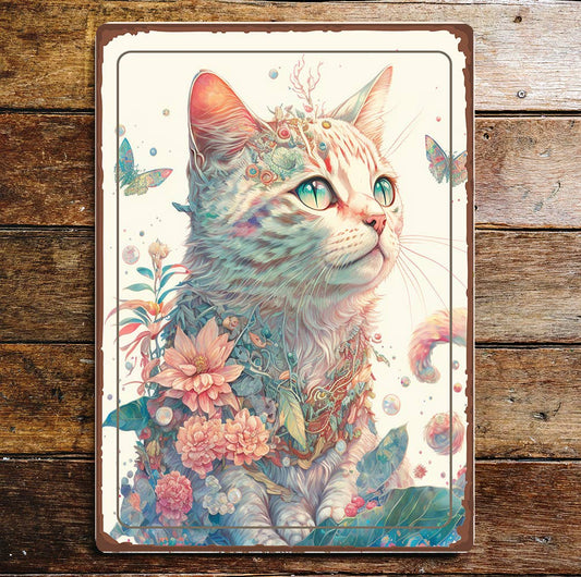 Mystic Cat Nature Art | Metal Sign Plaque