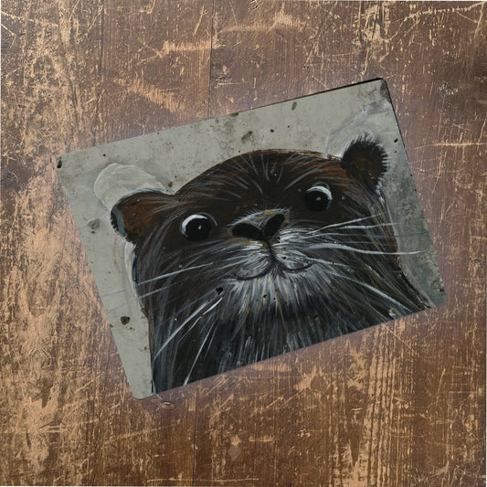 Otter animal Face Head Cute | Metal Animal Wall Sign