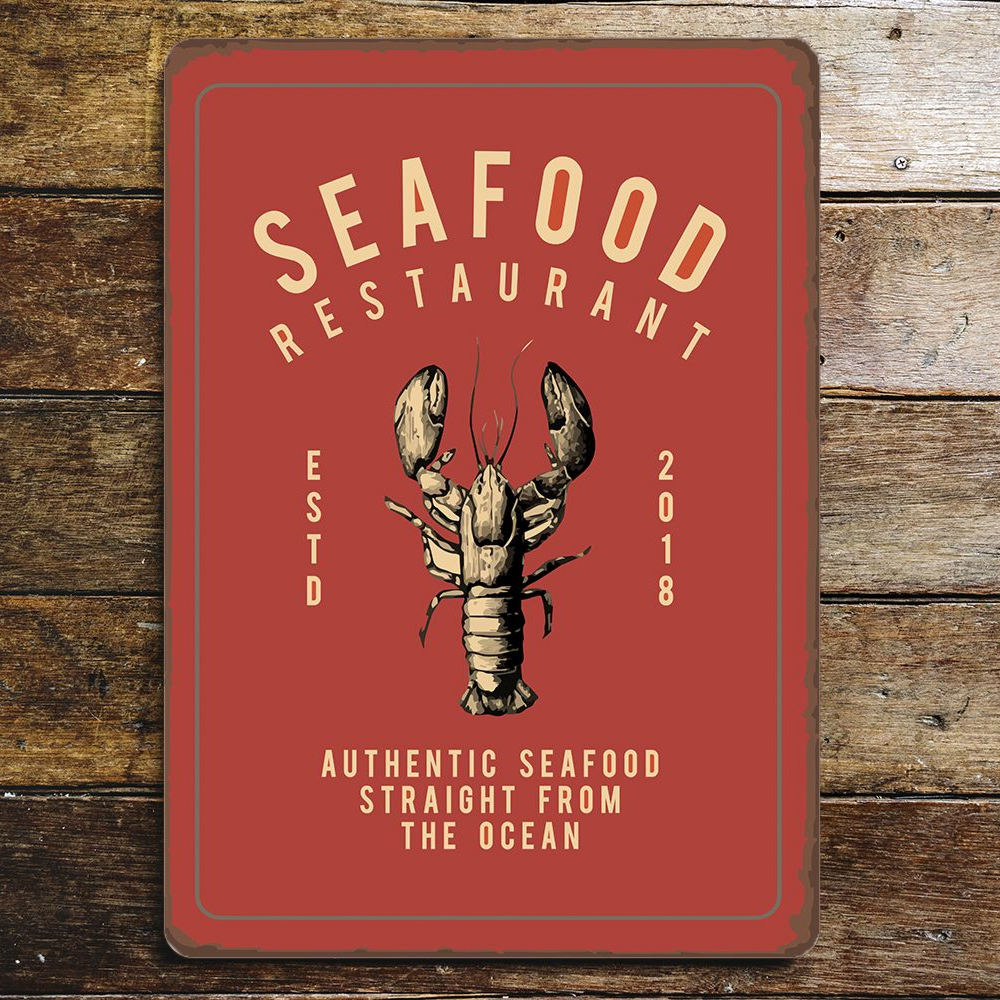 Seafood Restaurant Metal Sign Plaque
