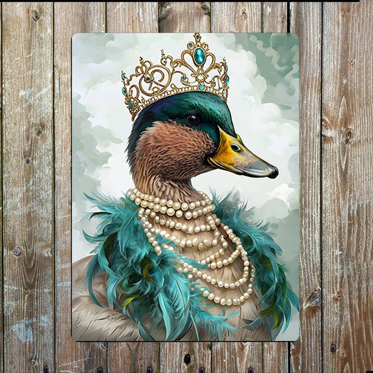 Duck wearing Jewelry and Headpiece | Metal Sign Plaque