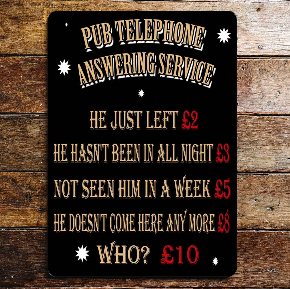 Pub telephone answering service Metal Sign