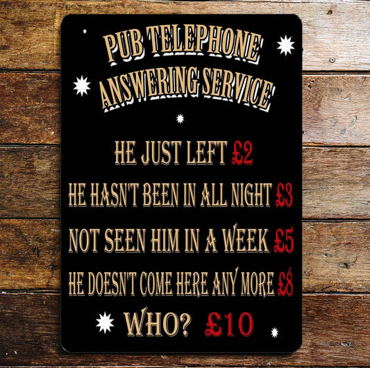Pub telephone answering service Metal Sign