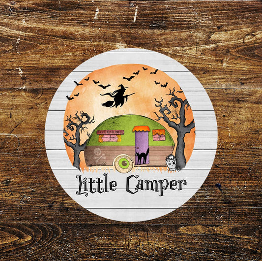Little Camper Halloween Circle Metal Sign