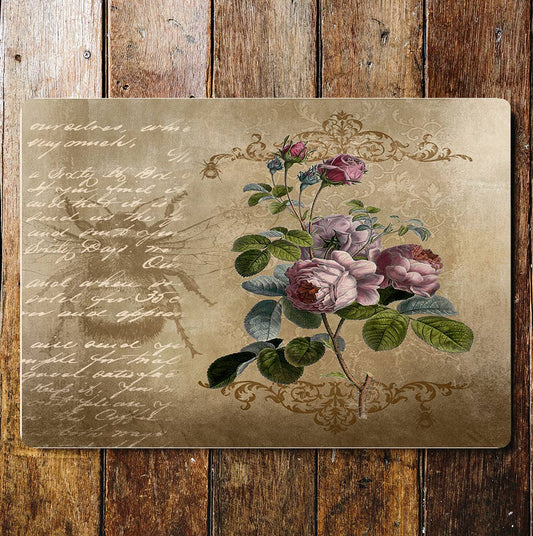 Vintage Bee Rose Flowers | Metal Sign Plaque
