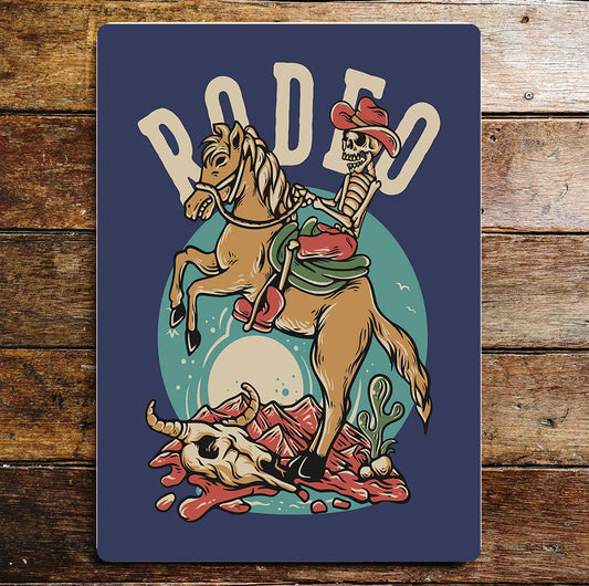 Rodeo Cowboy Horse Metal Wall Sign