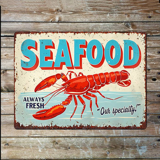 Vintage Seafood Lobster Retro | Metal Sign Plaque