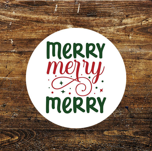 Merry Merry Merry Christmas Xmas Circle Metal Sign