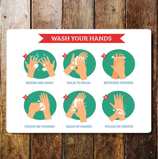 Wash hands notice wall art | Metal Sign Plaque