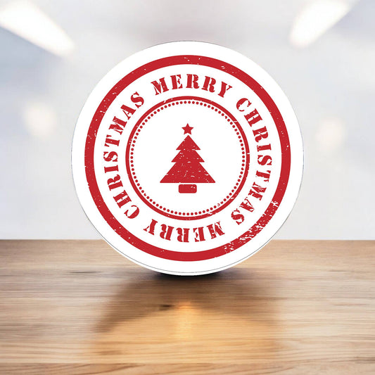 Merry Christmas Tree Decoration Circle Metal Sign