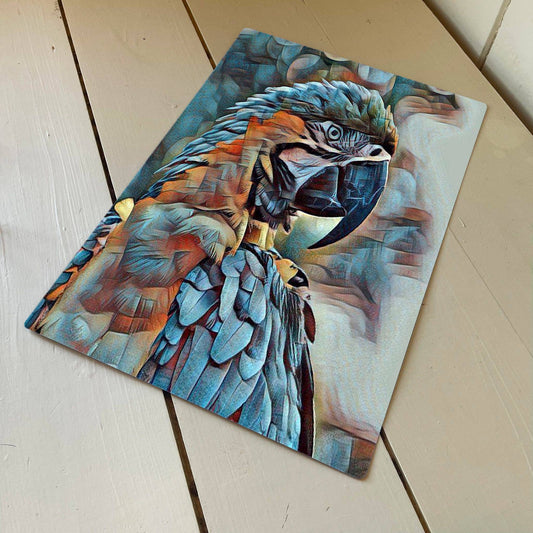 Blue Parrot Tropical Bird | Metal Wall Sign Plaque