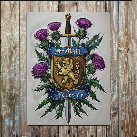 Scotland Forever | Scottish Thistle | Metal Sign Plaque