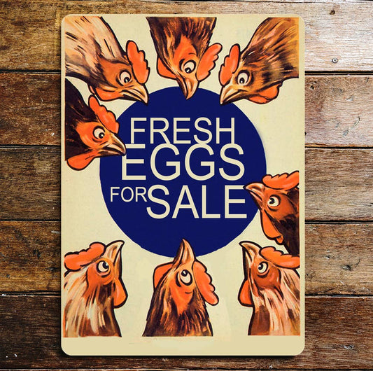 Chicken Fresh Eggs For Sale | Metal Door Wall Sign