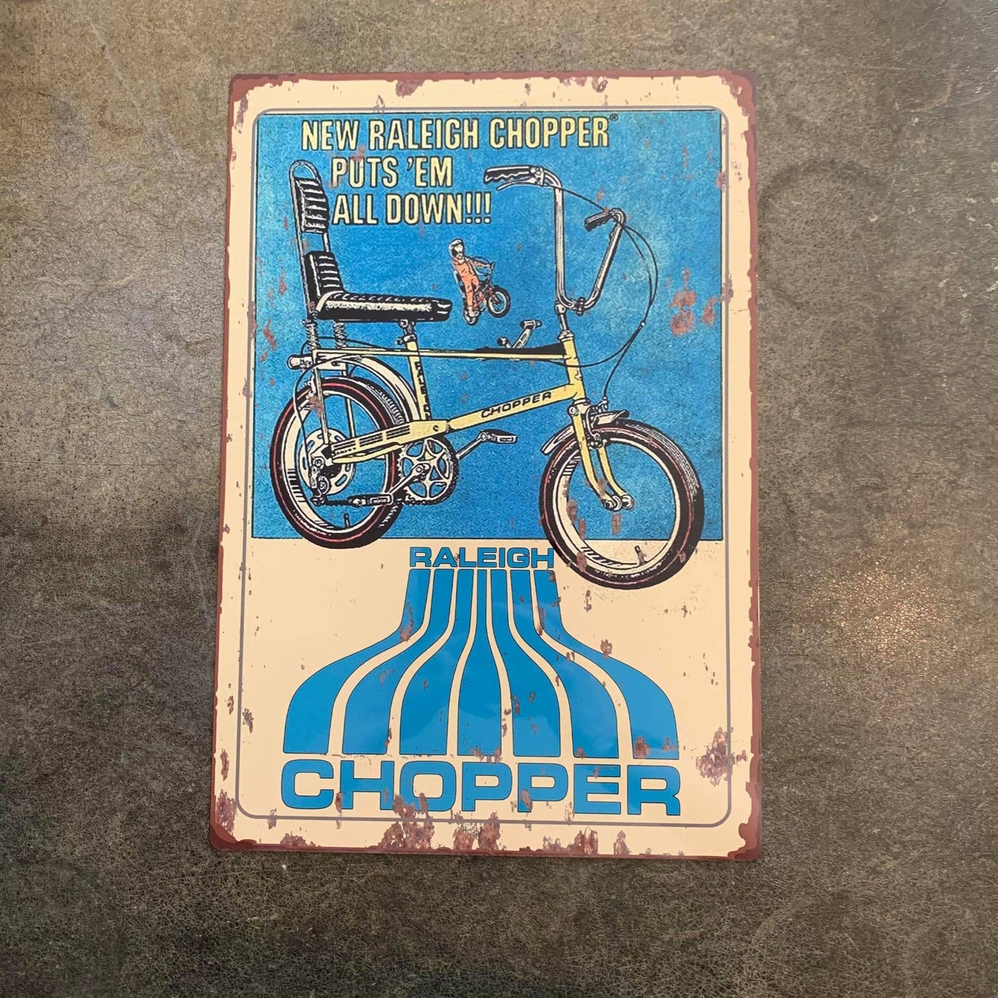 Retro Chopper Raleigh Bike Metal Sign Plaque
