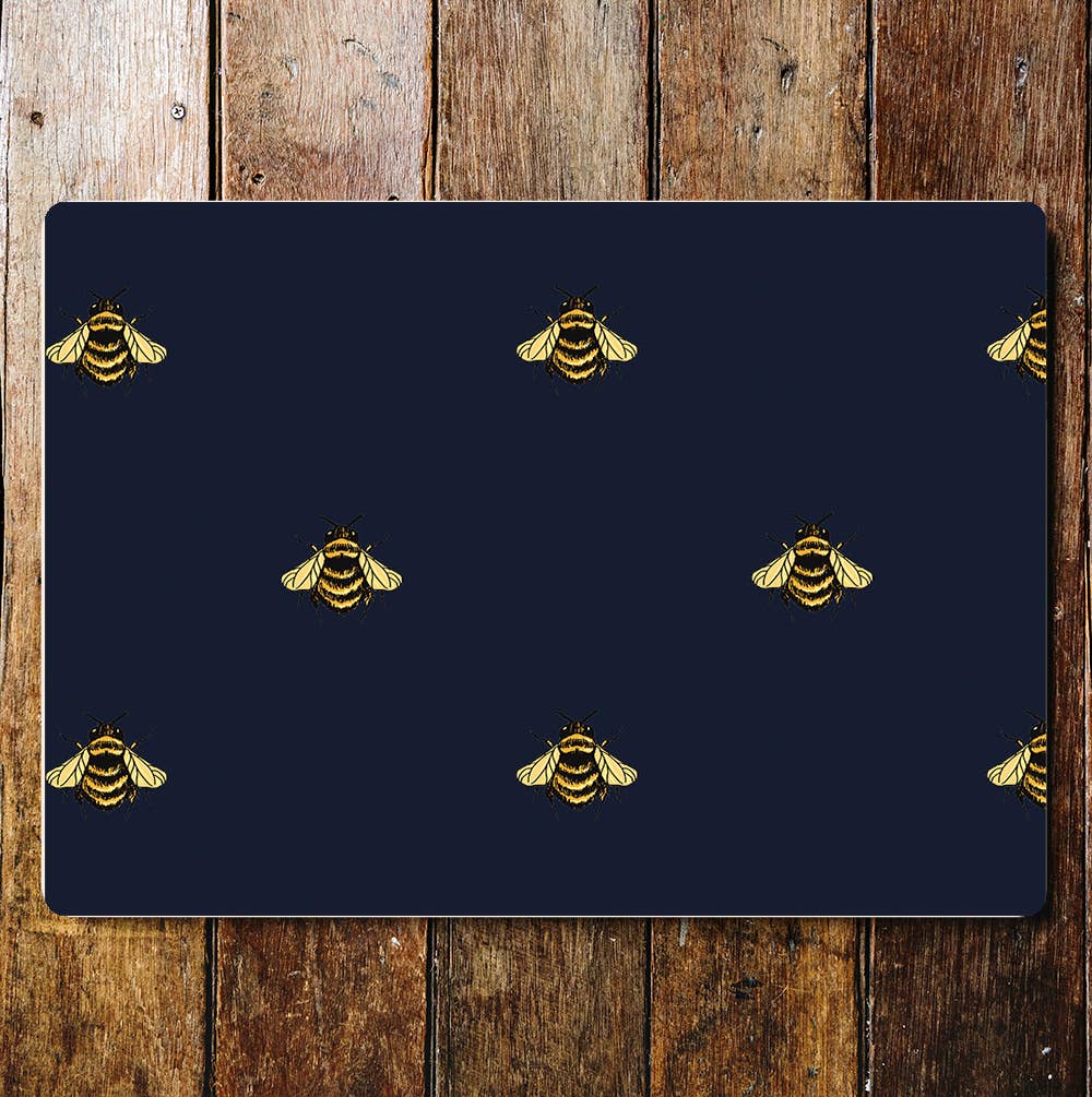 Bumblebee Pattern Blue | Metal Sign Plaque