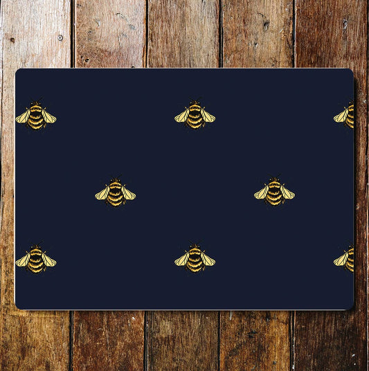 Bumblebee Pattern Blue | Metal Sign Plaque