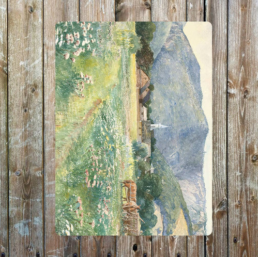 Cow Painting Landscape Field | Metal Wall Sign Plaque