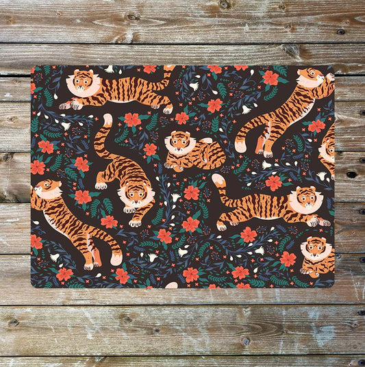 Tiger Pattern Wildlife Art Metal Sign Plaque
