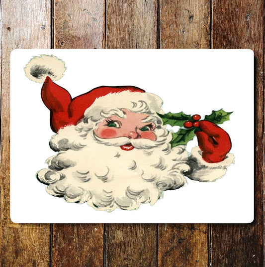 Head
 Holly Santa Christmas | Metal Wall Sign
