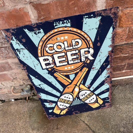 Beer Cold Cheers | Metal Vintage Wall Sign