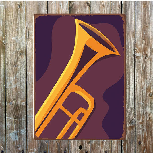 Trumpet golden music art | Metal Sign Plaque