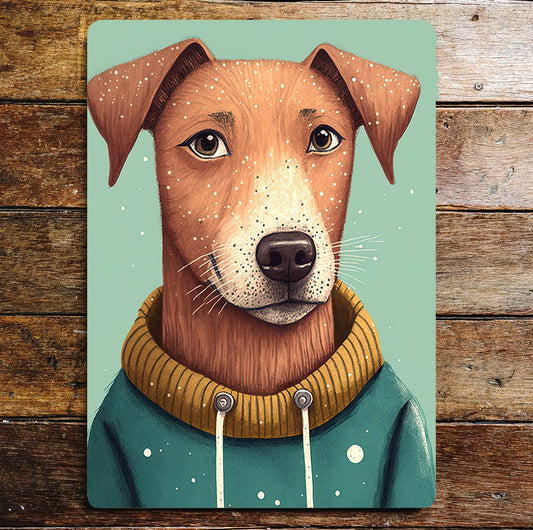 Dog Head Portrait Jumper Funny | Metal Sign Plaque