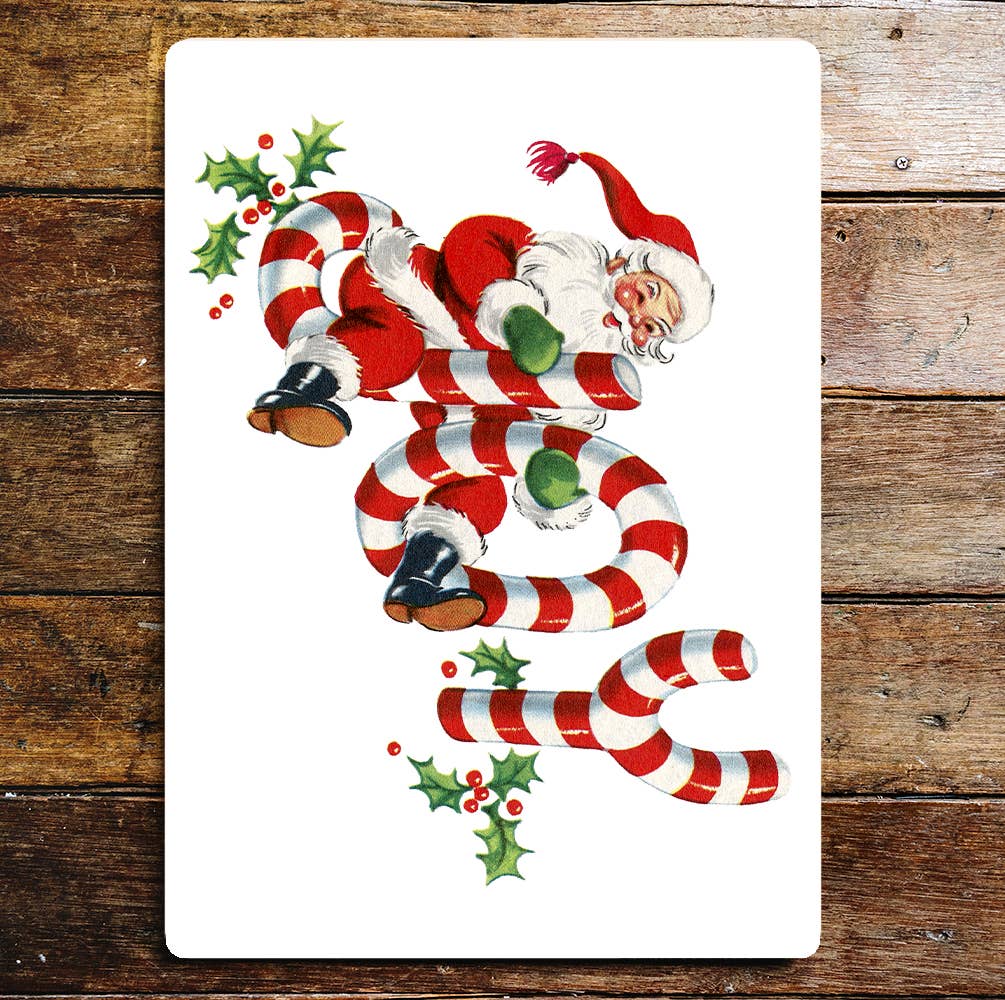 Joy Santa Holly Christmas | Metal Wall Sign
