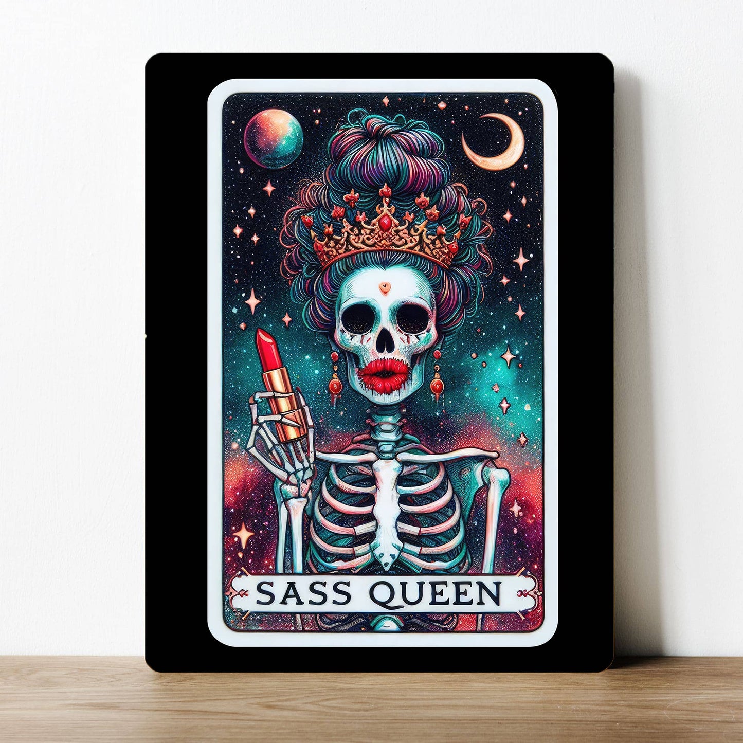 Tarot Card Skeleton Skull Sass Queen Metal Sign Plaque