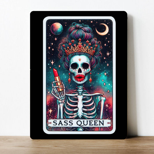 Tarot Card Skeleton Skull Sass Queen Metal Sign Plaque