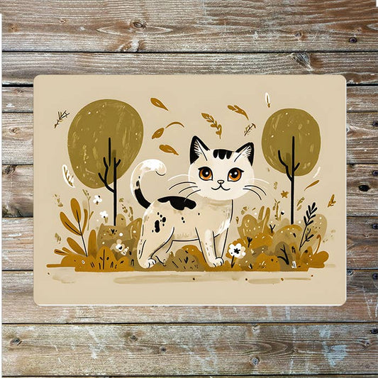 Cat in Lush Garden Setting | Metal Sign Plaque