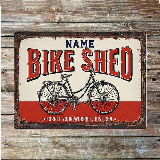 Bike Shed Bicycle Name Custom Personalised | Metal Wall Sign